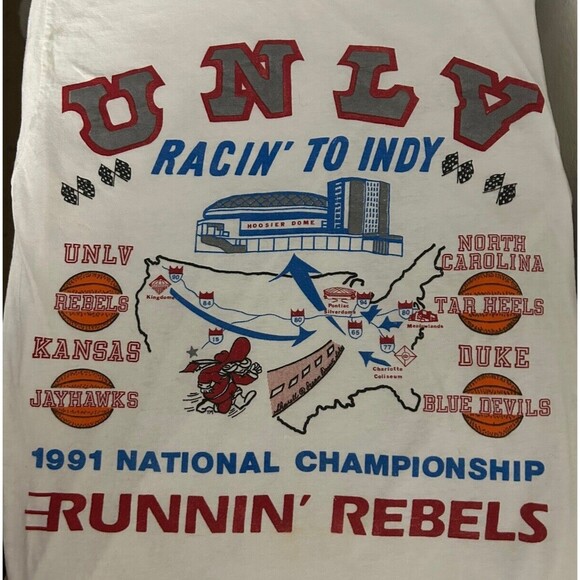 Vintage UNLV Men's Small Runnin Rebels "Racin to Indy" Final Four T-Shirt - Picture 2 of 6